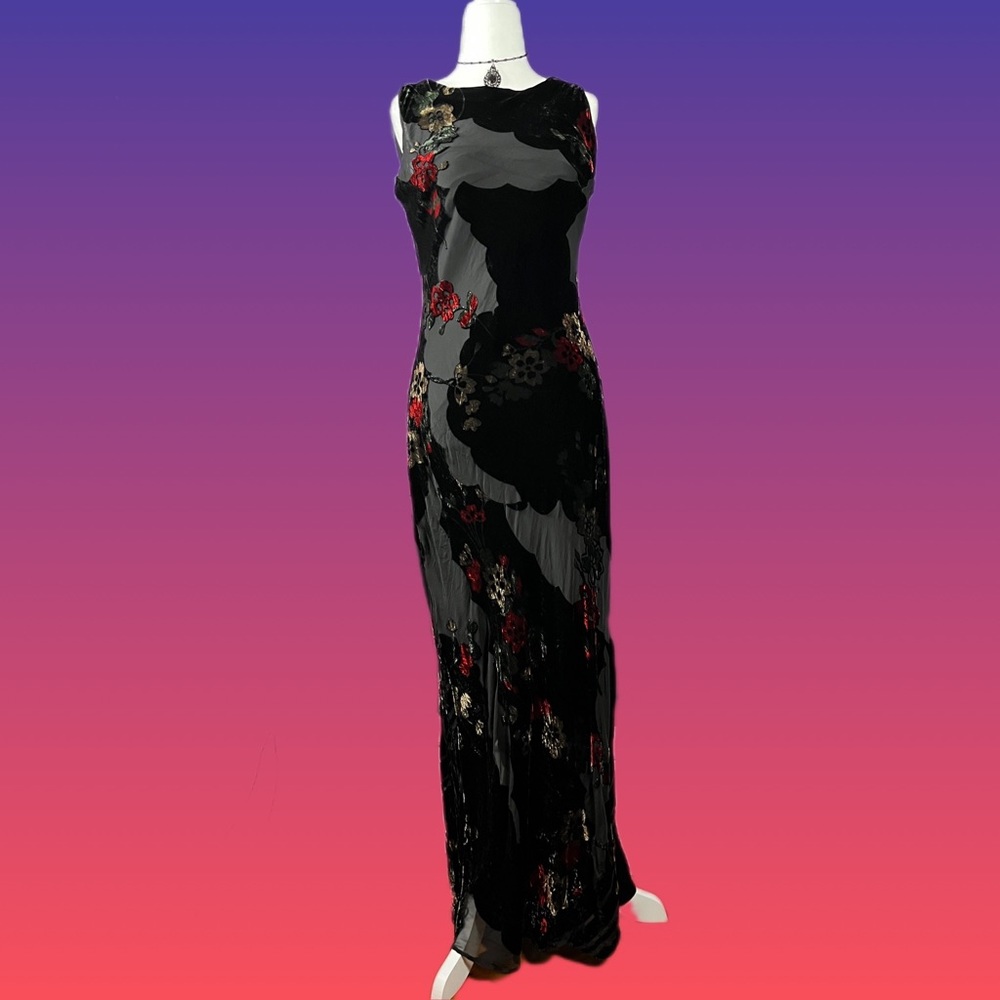 Vintage silk maxi goth gown